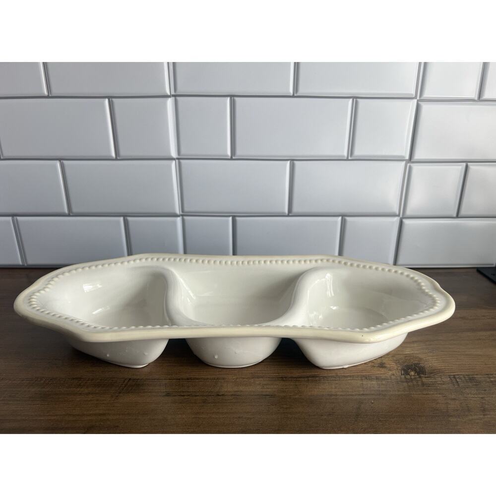 PRINCESS HOUSE Pavillion White 3 Way Divided Serving Tray - EUC!